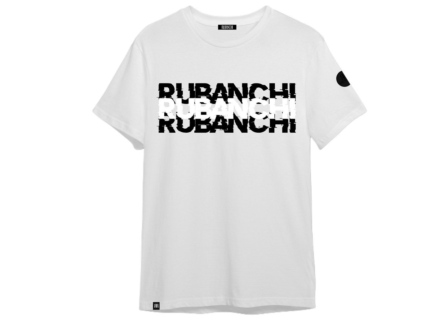 RUBANCHI GLITCH MENS WHITE SHORT SLEEVE T-SHIRT