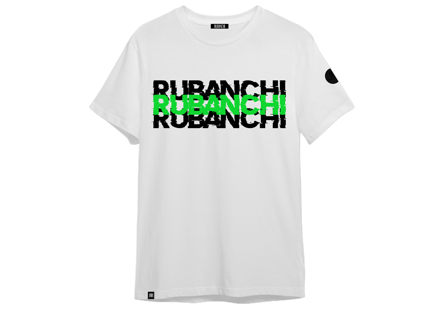 RUBANCHI GLITCH MENS WHITE SHORT SLEEVE T-SHIRT