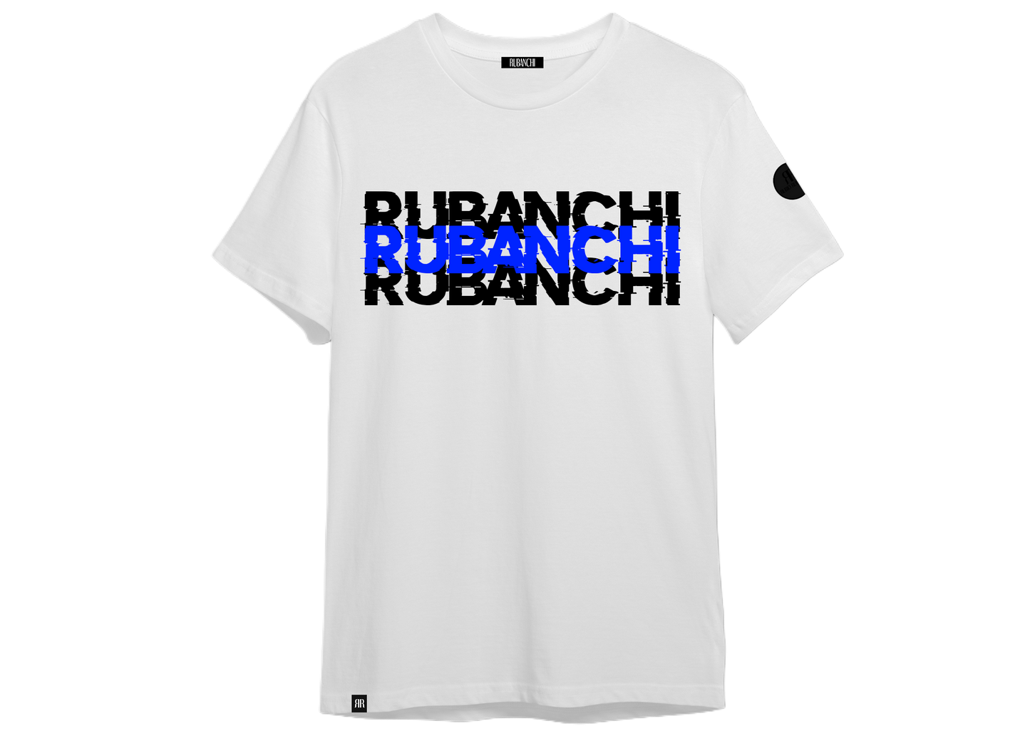 RUBANCHI GLITCH MENS WHITE SHORT SLEEVE T-SHIRT