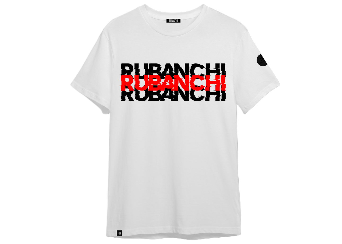 RUBANCHI GLITCH MENS WHITE SHORT SLEEVE T-SHIRT
